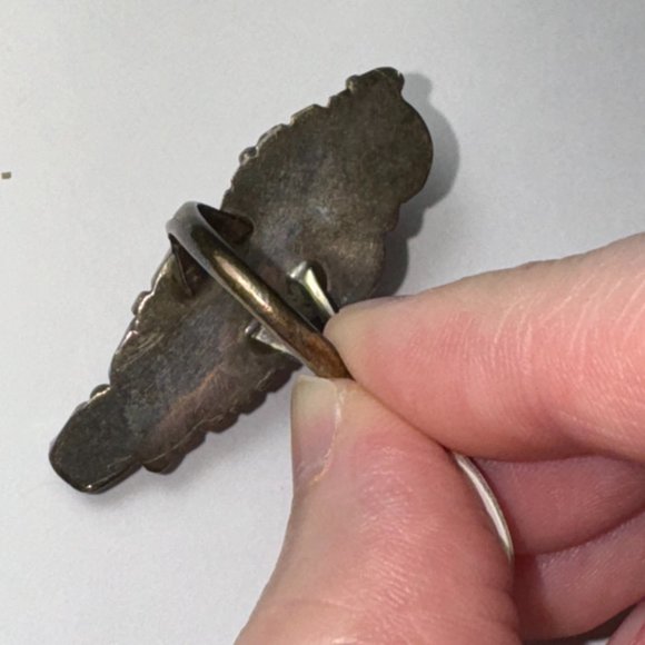 Sterling Silver Turquoise And Coral Ring, Size 9 - Picture 8 of 14